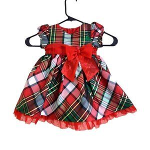*Iris and Ivy Girls 12M Red Green Black Gold Plaid Christmas Dress Shimmer Party
